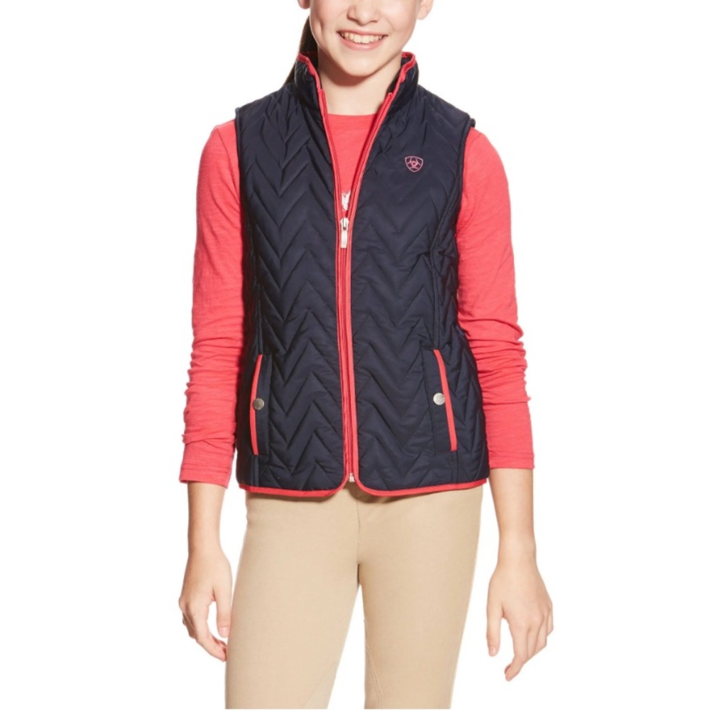 Ariat Ashley Navy Vest with orange trim youth size XL adult XXS
